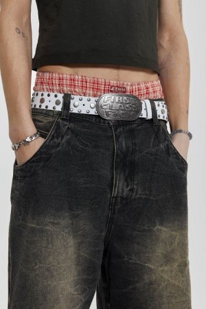 Jadedlondon First Class White Leather Belt | JADLDN24886