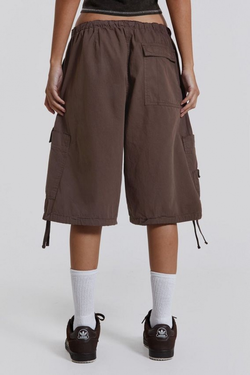 Jadedlondon Brown Parachute Cargo Shorts | JADLDN24109