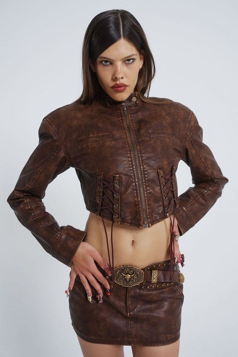 Jadedlondon Easy Rider Faux Leather Jacket | JADLDN24171