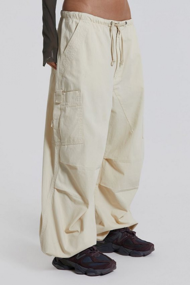 Jadedlondon Ecru Parachute Cargo Pants | JADLDN24117