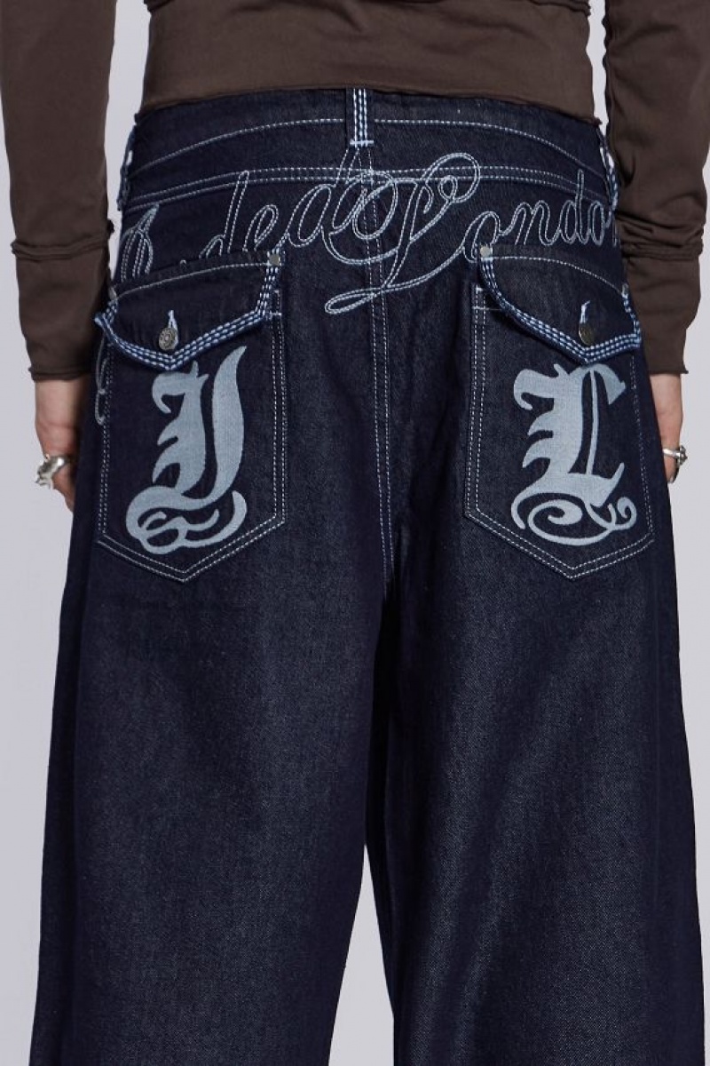 Jadedlondon Sonic Embroidered Baggy Jeans | JADLDN24498