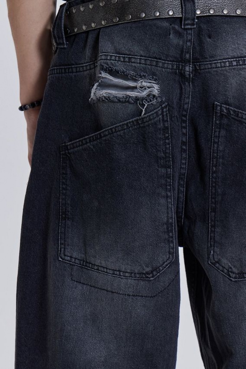 Jadedlondon Washed Black Busted Colossus Baggy Jeans | JADLDN24396