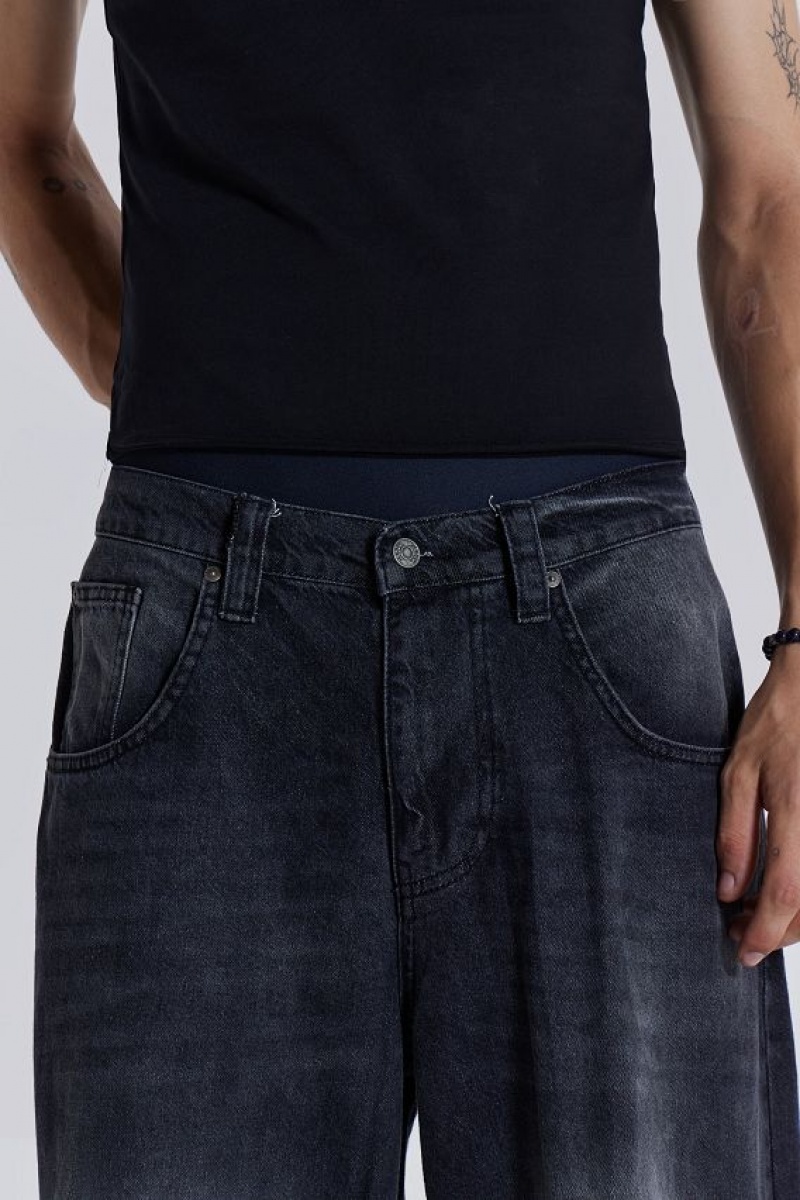 Jadedlondon Washed Black Busted Colossus Baggy Jeans | JADLDN24396