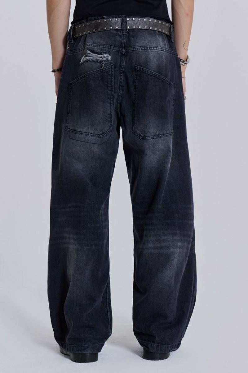 Jadedlondon Washed Black Busted Colossus Baggy Jeans | JADLDN24396